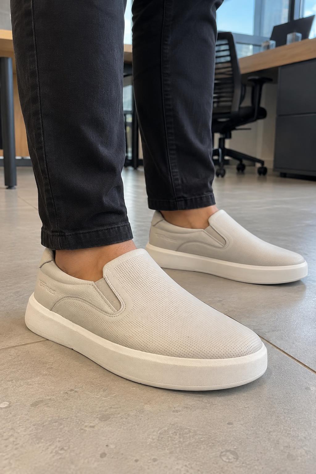 Sapato iate mocassim em couro legítimo Torres Ref.5023.B - OFF-WHITE