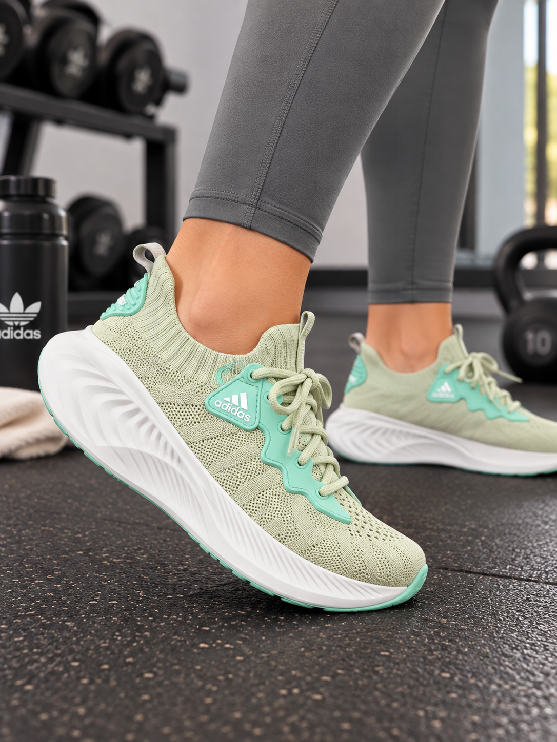 Tênis esportivo casual AD-KNIT - Alecrim/Verde água