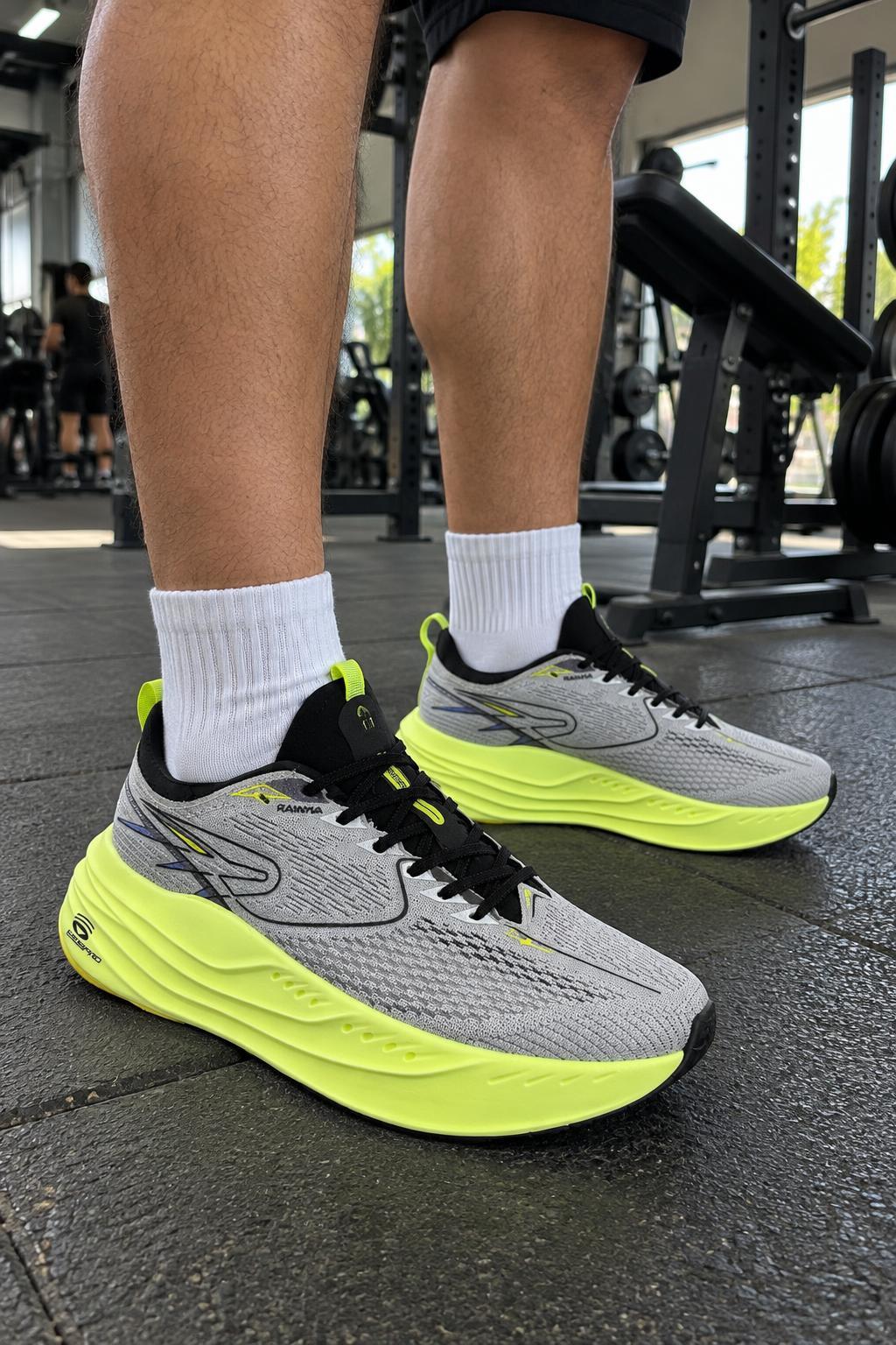 Tênis esportivo Rainha System Eclipse Pro - Cinza/amarelo limão