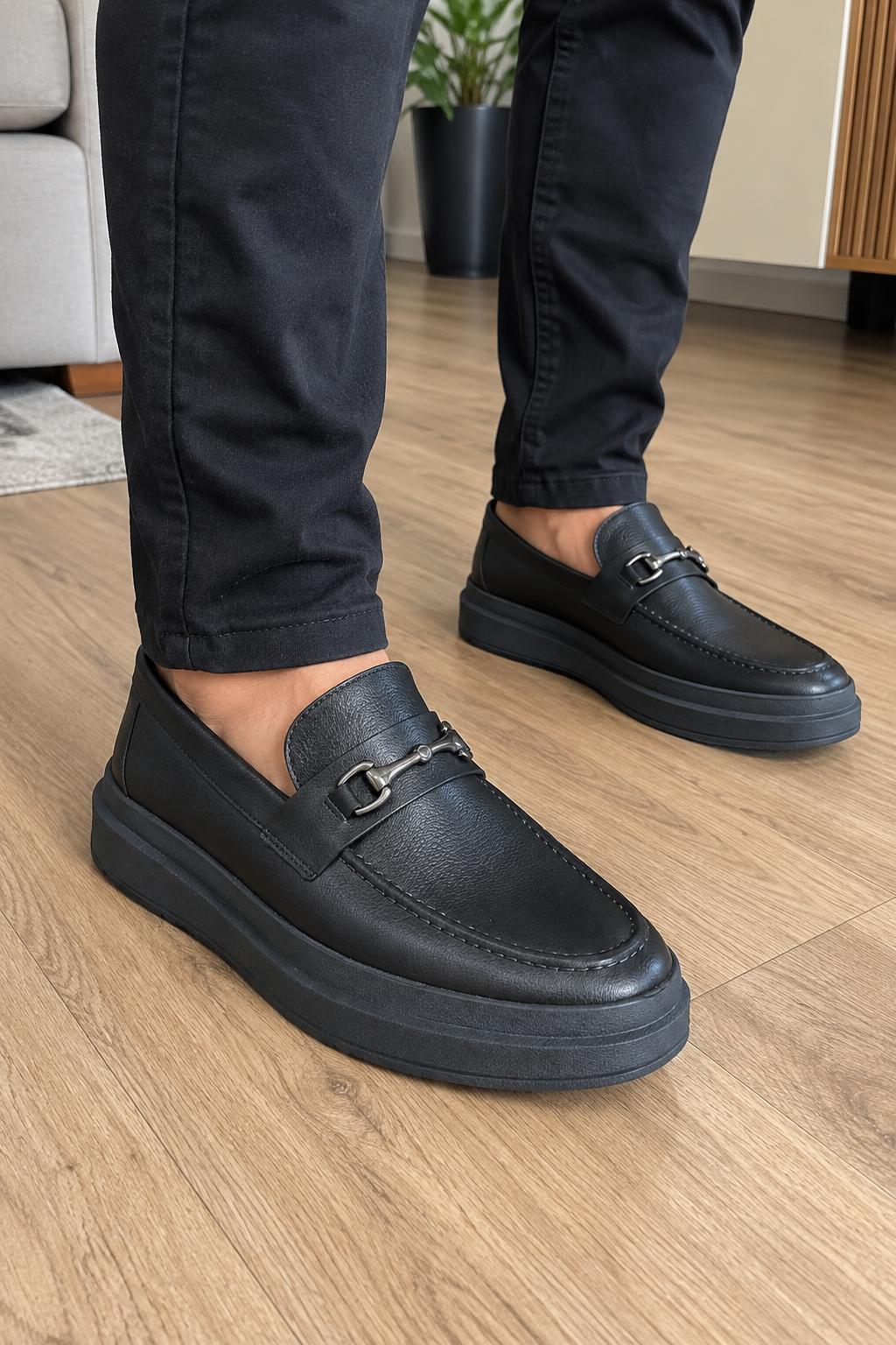 Tênis masculino mocassim luxe Ref.3035 - Preto/preto