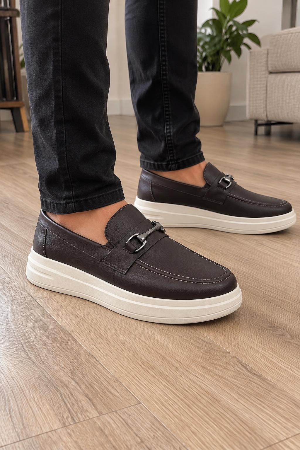 Tênis masculino mocassim luxe Ref.3035 - Café