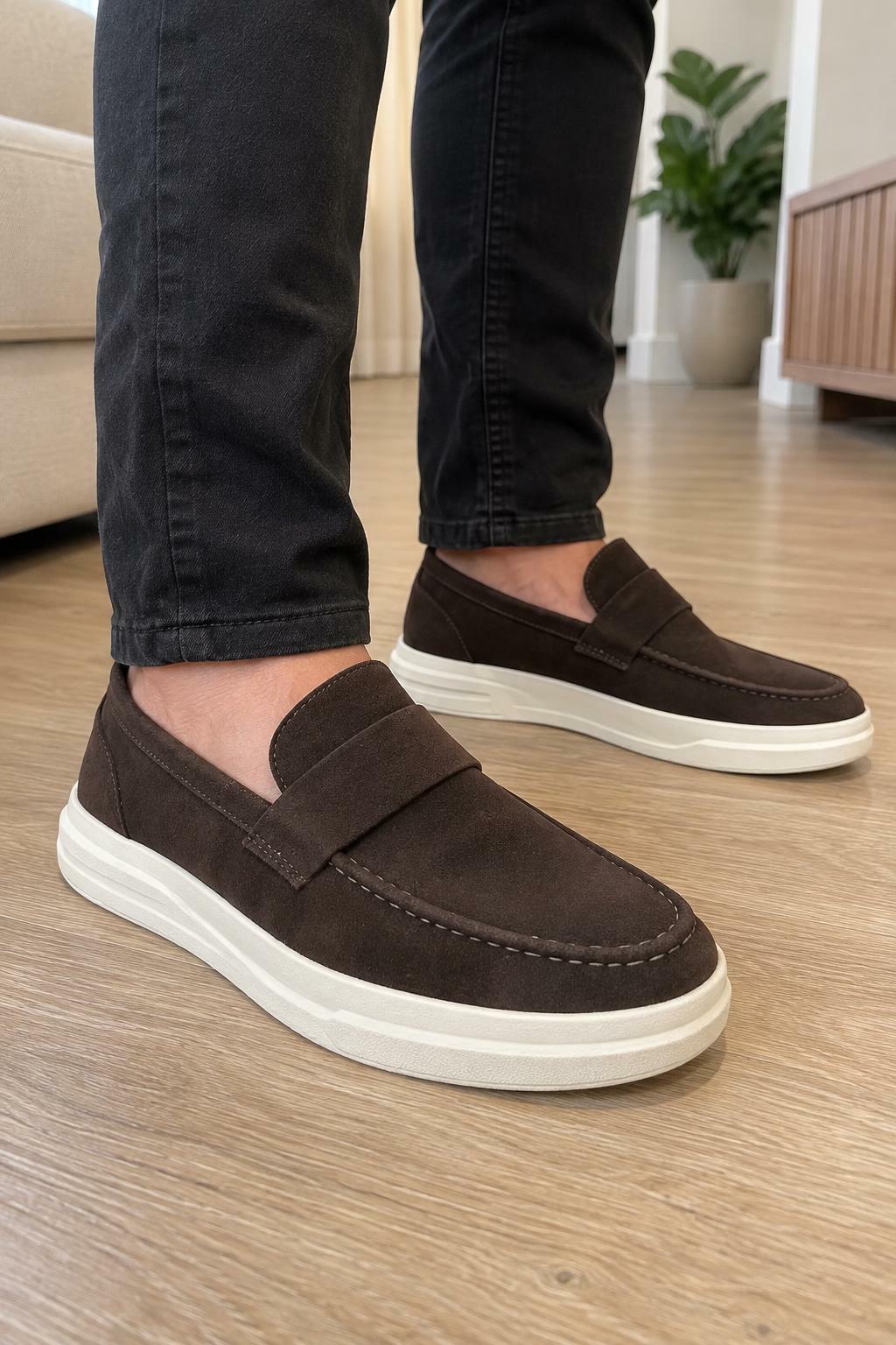Tênis masculino mocassim luxe Ref.5040 - Café