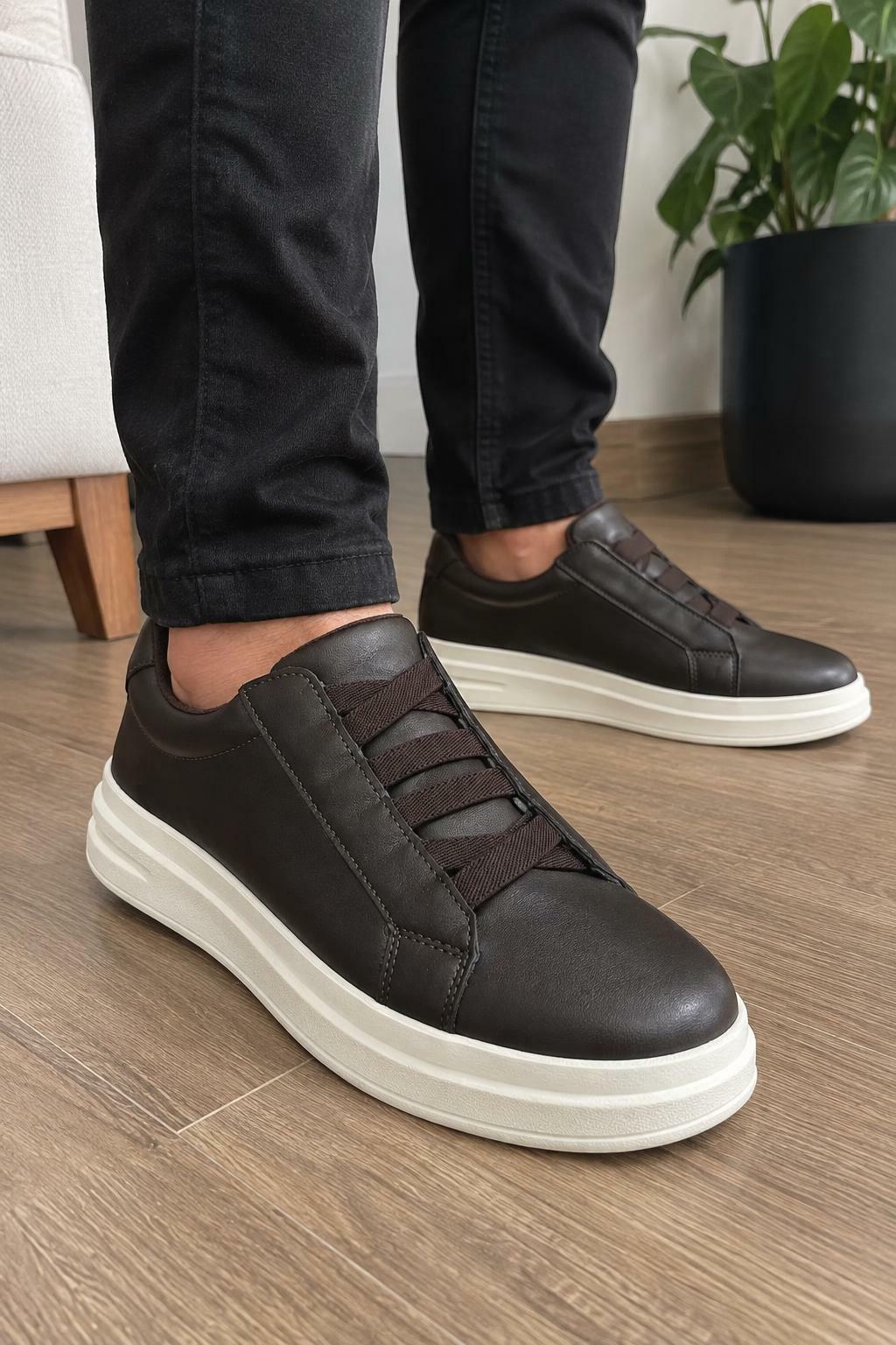 Tênis masculino luxe Ref.817 - Café