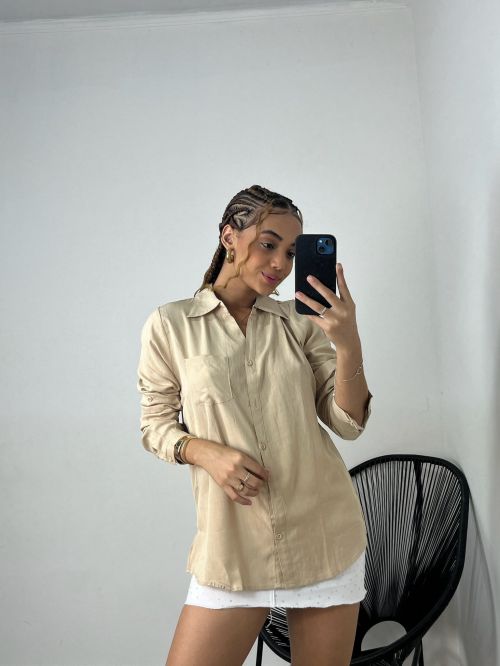 CAMISA VISCOLINHO BOLSO