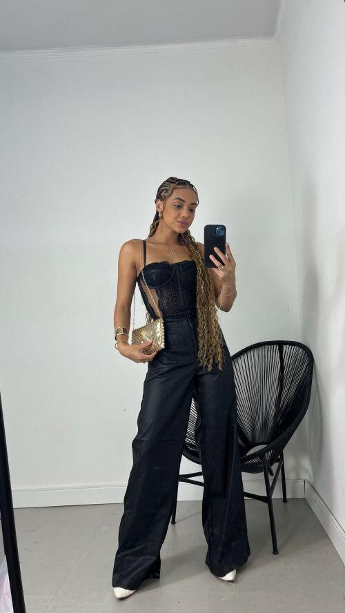 CORSELET RENDA COM TULE