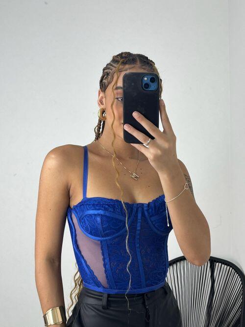 CORSELET RENDA COM TULE