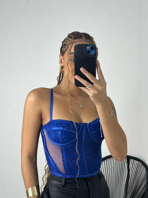 CORSELET RENDA COM TULE