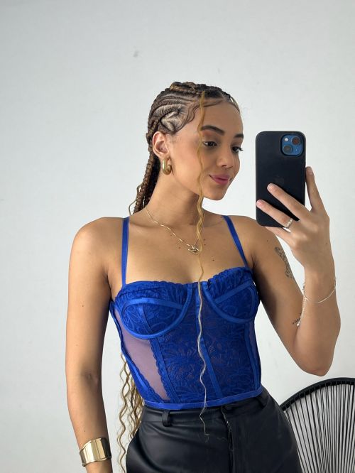 CORSELET RENDA COM TULE