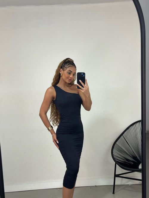 VESTIDO NULA MANGA DRAPEADO