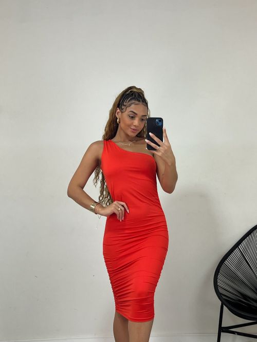 VESTIDO NULA MANGA DRAPEADO