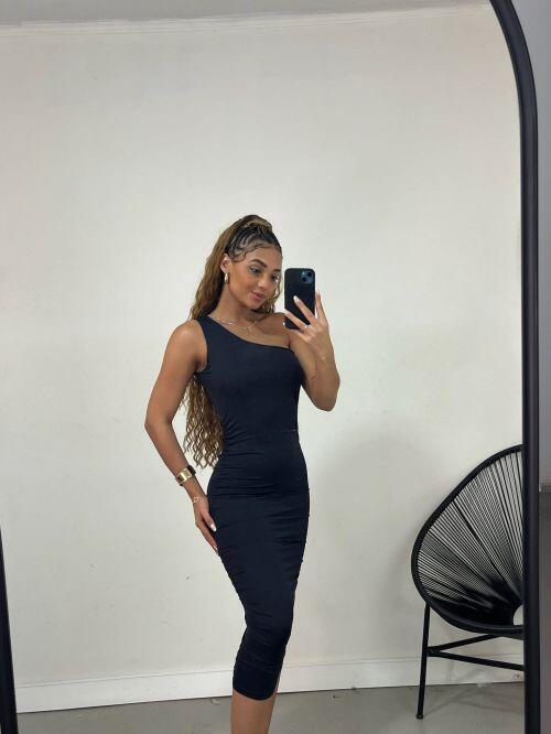 VESTIDO NULA MANGA DRAPEADO