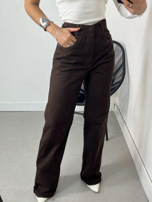 CALÇA WIDELEG JEANS - MARROM