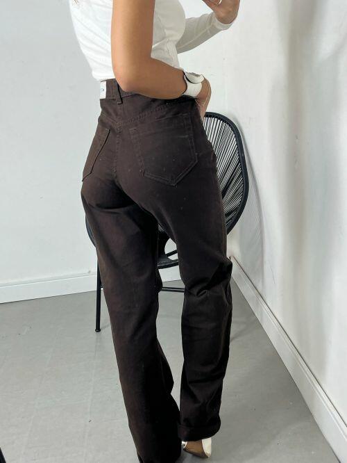 CALÇA WIDELEG JEANS - MARROM