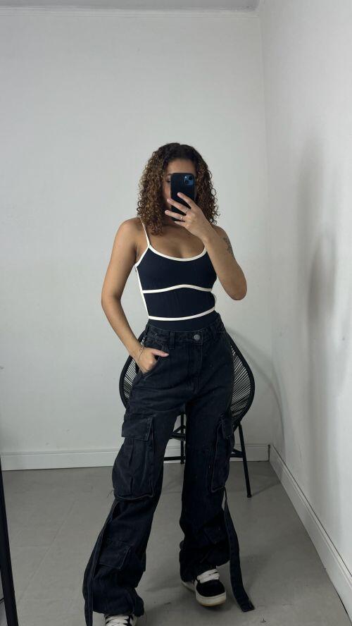 WIDELEG JEANS CARGO TIRAS