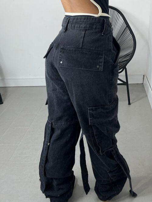 WIDELEG JEANS CARGO TIRAS