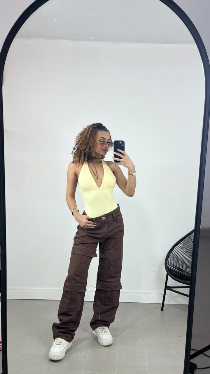 WIDELEG CARGO MARROM 4 BOLSOS