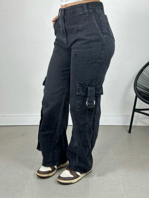 WIDELEG CARGO JEANS BLACKOUT