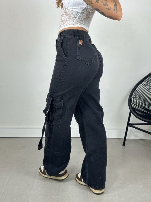 WIDELEG CARGO JEANS BLACKOUT