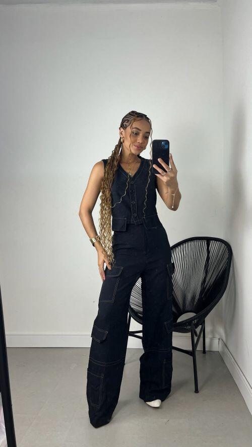 CONJUNTO PANTALONA E COLETE