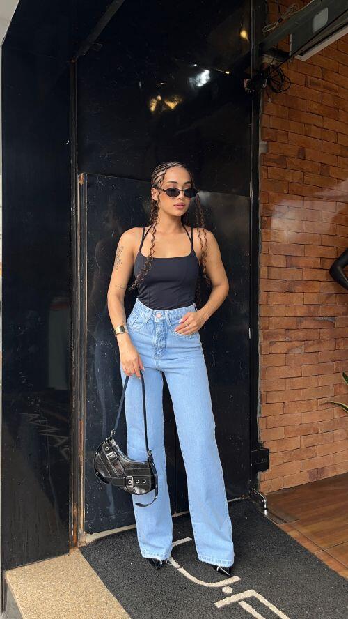WIDELEG JEANS BASICA DESFIADA