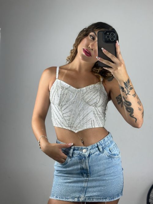 SAIA JEANS STRASS BARRA DESFIADA