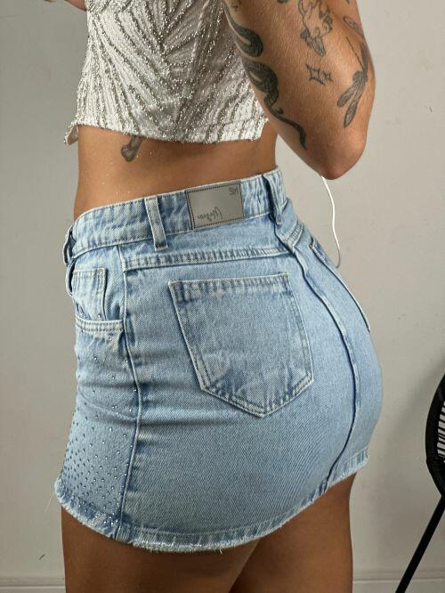 SAIA JEANS STRASS BARRA DESFIADA