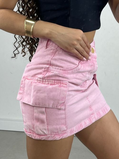 SAIA JEANS CARGO ROSA ESTONADO