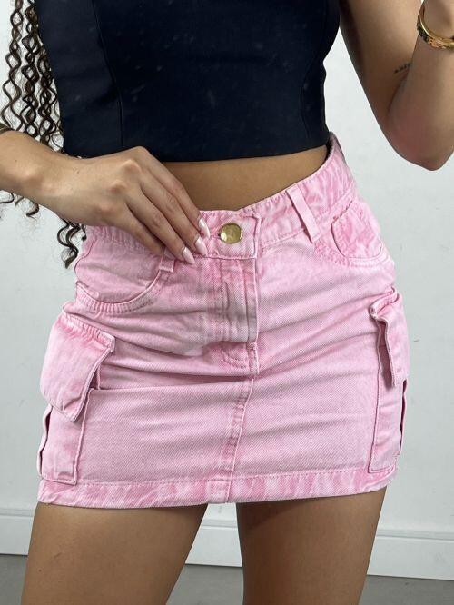 SAIA JEANS CARGO ROSA ESTONADO