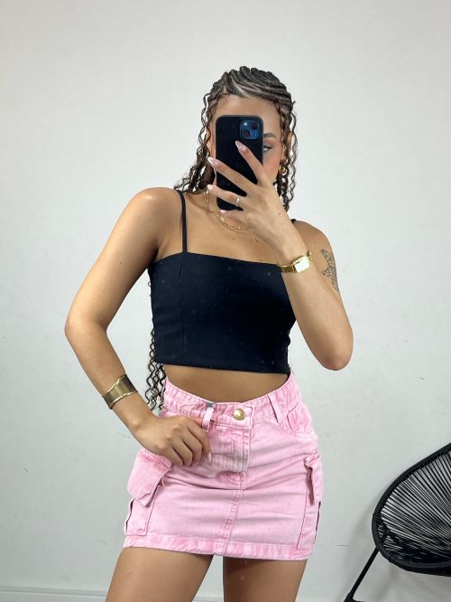 SAIA JEANS CARGO ROSA ESTONADO