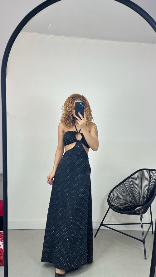 VESTIDO LONGO TOMARA QUE CAIA STRASS