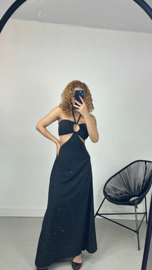 VESTIDO LONGO TOMARA QUE CAIA STRASS