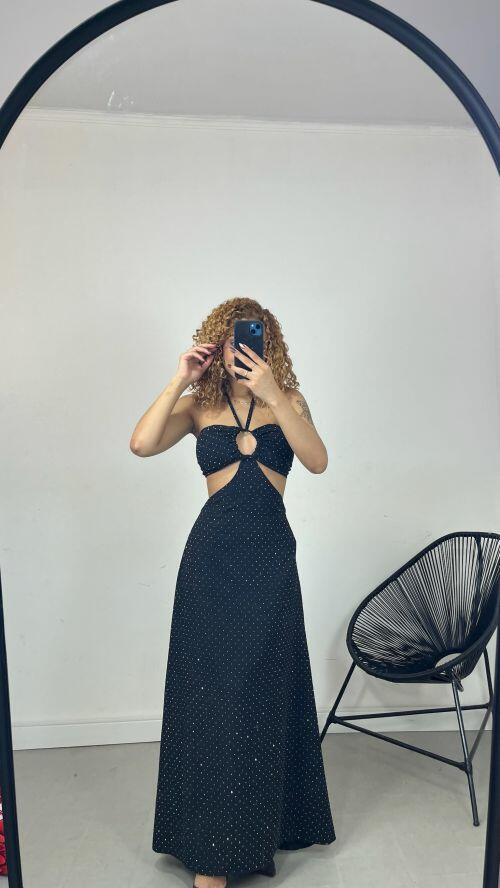 VESTIDO LONGO TOMARA QUE CAIA STRASS