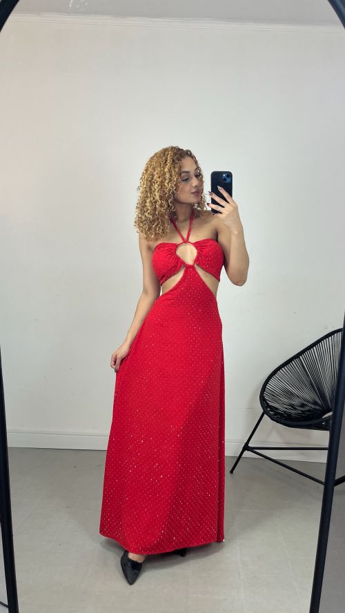 VESTIDO LONGO TOMARA QUE CAIA STRASS