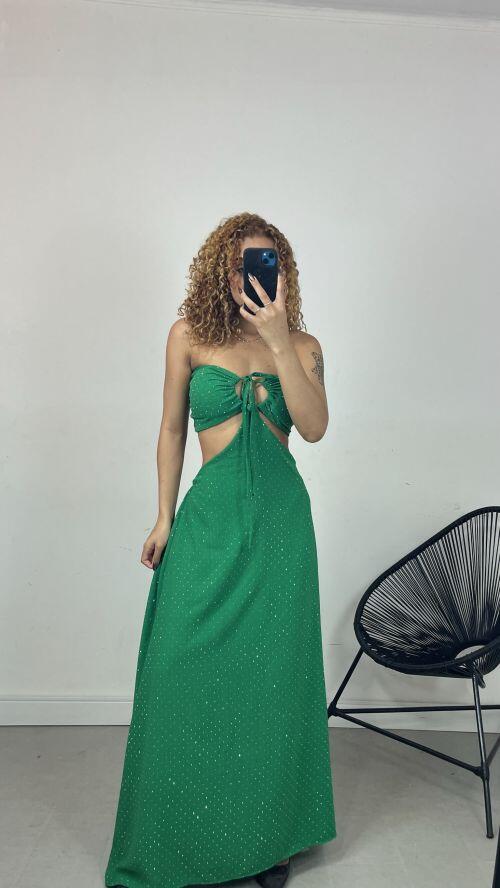VESTIDO LONGO TOMARA QUE CAIA STRASS