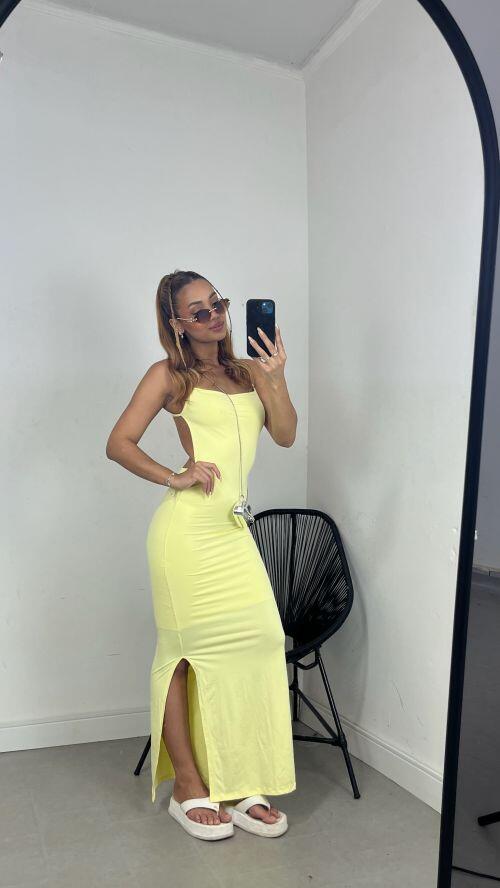 VESTIDO RETO COSTAS NUA POLIAMIDA