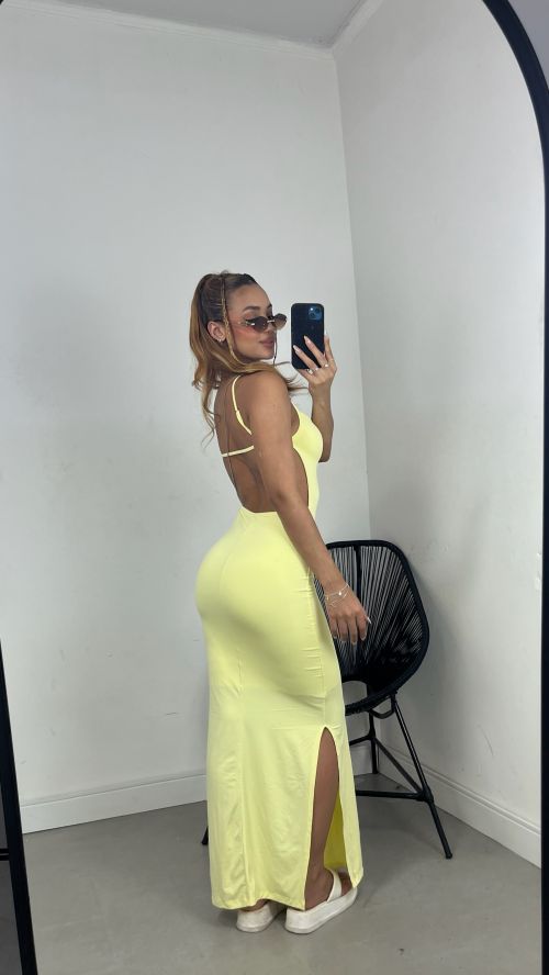 VESTIDO RETO COSTAS NUA POLIAMIDA