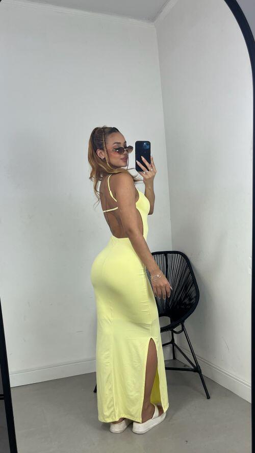VESTIDO RETO COSTAS NUA POLIAMIDA