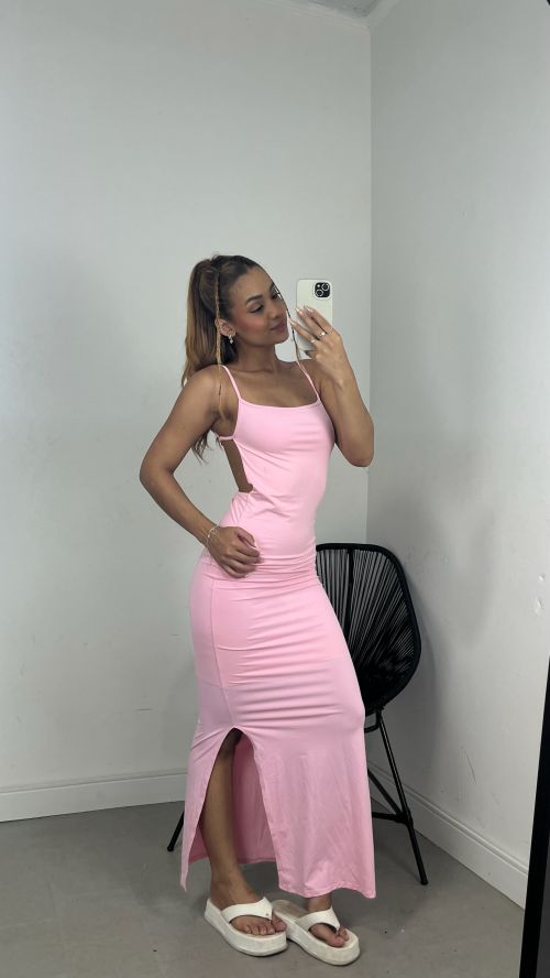 VESTIDO RETO COSTAS NUA POLIAMIDA