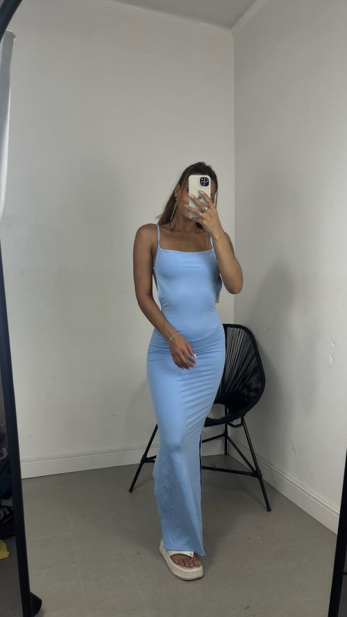 VESTIDO RETO COSTAS NUA POLIAMIDA