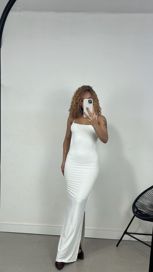 VESTIDO RETO COSTAS NUA POLIAMIDA