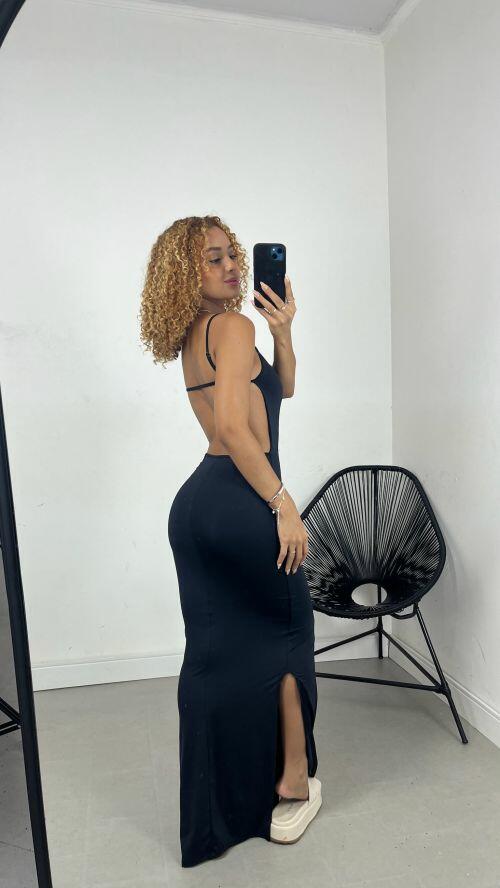 VESTIDO RETO COSTAS NUA POLIAMIDA