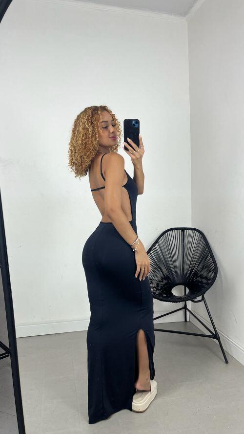 VESTIDO RETO COSTAS NUA POLIAMIDA