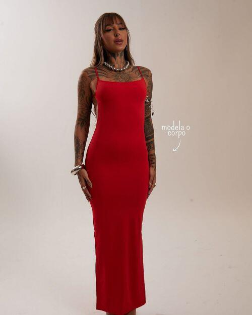 VESTIDO RETO COSTAS NUA POLIAMIDA