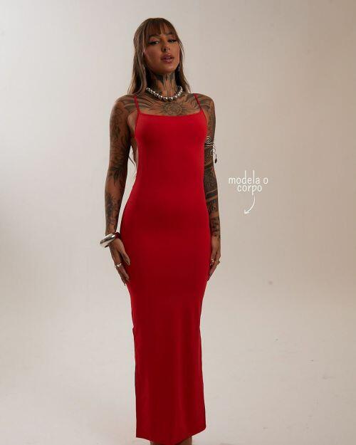 VESTIDO RETO COSTAS NUA POLIAMIDA