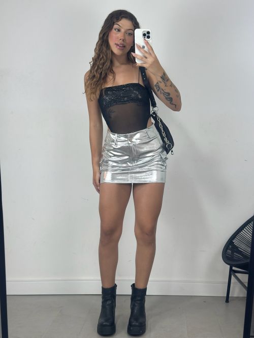 SAIA METALIZADA COURO