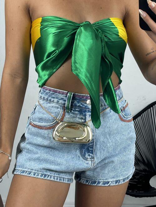 SHORT JEANS COSTURA COLORS