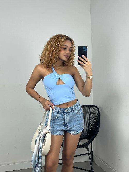SHORT JEANS PRAIANO BARRA FIO