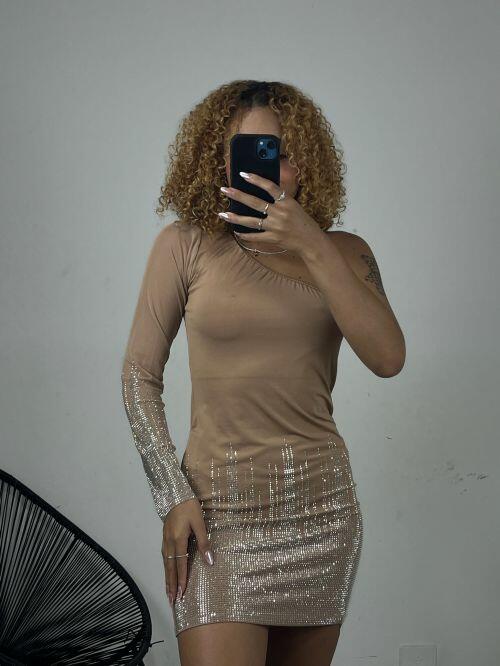 VESTIDO NULA MANGA STRASS