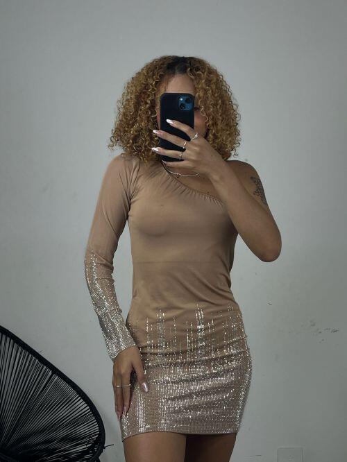 VESTIDO NULA MANGA STRASS