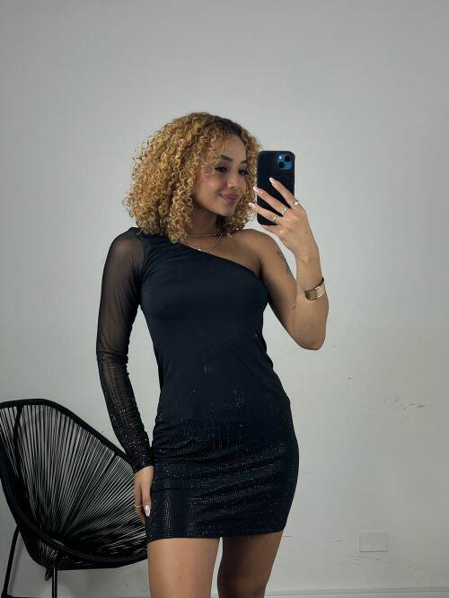 VESTIDO NULA MANGA STRASS